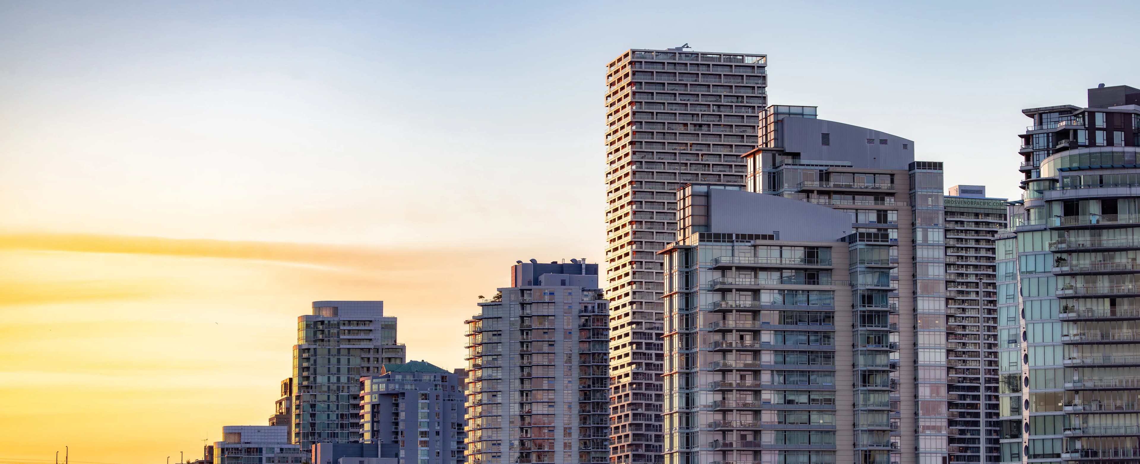Modern high-rise apartment buildings